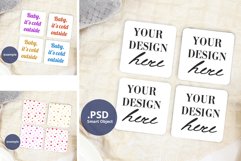 Four Coasters Mockup on a Neutral Background PSD, PNG & JPG Product Image 1