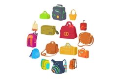 Bag types icons set, flat style Product Image 1