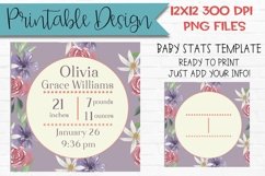 Floral Baby Stats Template Sublimation Design Printable Product Image 1