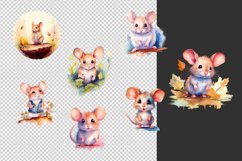 watercolor cute wild mouse clipart bundle sublimation png Product Image 2