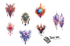 watercolor jewelry with stones clipart bundle sublimation Product Image 2