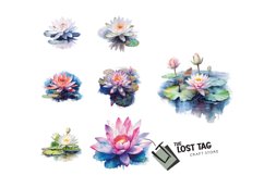 watercolor water lily clipart bundle flowers sublimation Product Image 2