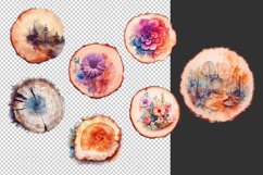 watercolor wood slice rustic clipart bundle sublimation Product Image 2