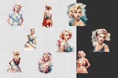 watercolor pin up girl portraits clipart bundle png pod Product Image 2