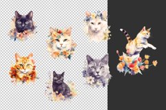 watercolor flower cat portraits clipart bundle png pod Product Image 2