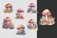 watercolor mushroom house clipart bundle sublimation pod Product Image 2