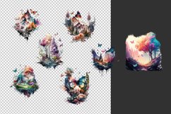 watercolor fairy tale landscape clipart bundle sublimation Product Image 2