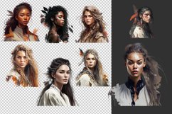 watercolor boho girl portraits clipart bundle png pod Product Image 2