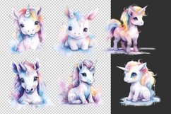 watercolor baby unicorn clipart bundle png sublimation pod Product Image 2