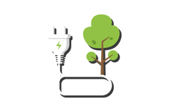 Green tree emerging from a power plug, showcasing eco-friend Product Image 1