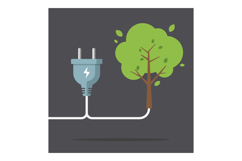 Electric plug connected to a tree symbolizing renewable ener Product Image 1