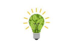 A creative light bulb filled with lush green leaves, symboli Product Image 1