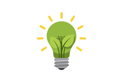 Green light bulb with plants emerging inside, showcasing a m Product Image 1