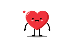 Smiling Red Heart Character with Arms and Legs in Minimalist Product Image 1