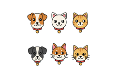 Playful collection of pet faces featuring a dog and cat in f Product Image 1