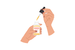Hands holding a dropper above a small glass bottle in minima Product Image 1