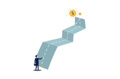 A businessman standing at the start of a winding road leadin Product Image 1