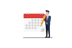 Businessman in a suit happily marking a date on a calendar i Product Image 1