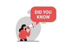 A woman enthusiastically speaking through a megaphone with a Product Image 1