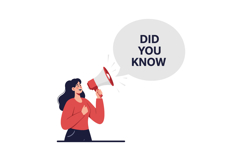 A woman in a red sweater enthusiastically using a megaphone Product Image 1