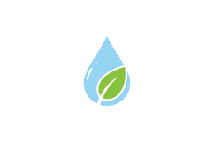 A blue water droplet with a green leaf symbolizing nature an Product Image 1