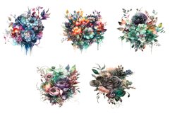 Watercolor Gothic Vintage Flowers Clipart Product Image 3