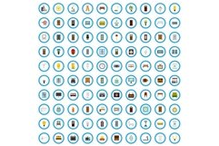 100 furnishings icons set, flat style Product Image 1