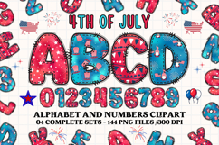 4th July Alphabet png clipart, independence letters doodle Product Image 1