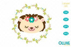 Hedgehog Wreath SVG, Hedgehog Cut File Product Image 1
