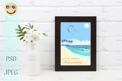 Black brown poster frame mockup with Tobacco flowers. Product Image 1