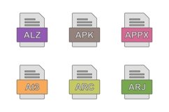 Set Of File Formats Icons Product Image 1