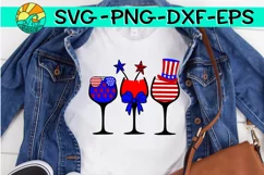 Red White Blue - Wine Glasses - SVG PNG EPS DXF Product Image 2
