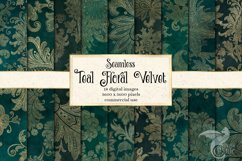 Teal Floral Velvet Digital Paper Product Image 1
