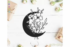 Moon with Wildflowers svg, Botanical svg, bouquet cut file Product Image 3