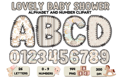 Lovely Baby Shower Alphabet &amp; Numbers Clipart PNG 300 DPI Product Image 1