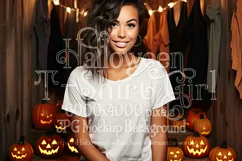 Halloween T-Shirt Mockup Women, White T-Shirt Mockup, d47 Product Image 1