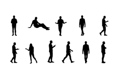 Silhouetted figures in various poses showcasing movement and Product Image 1