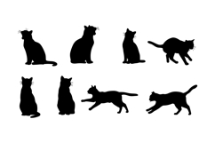 Silhouetted cats in various poses showcasing playful and rel Product Image 1
