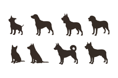 Various dog silhouettes in minimal style showcasing differen Product Image 1