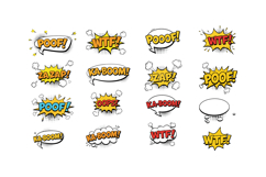 Colorful comic-style speech bubbles with dynamic expressions Product Image 1