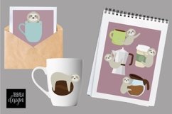 SLOTH CLIPART, SLOTH AND COFFEE, COFFEE, SLOTH WITH COFFEE Product Image 2