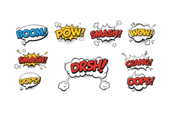 Colorful comic-style sound effects in flat design showcasing Product Image 1