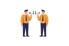Two business professionals communicating with megaphones in Product Image 1