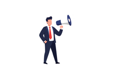 Businessman in suit passionately speaking into a megaphone i Product Image 1