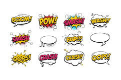 Colorful comic book speech bubbles with dynamic expressions Product Image 1