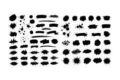 Various black ink splatters and brush strokes in a flat desi Product Image 1