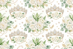 bridal tiaras pearls white flowers and gold details Product Image 1