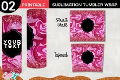 Pink and red marble 20 oz Skinny Tumbler wrap sublimation Product Image 2