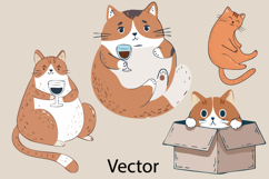 Vector Cat Cute and funny cat scribbles doodle Product Image 1