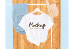 White 3001 Bella Canvas Mockup | Patriotic Hanging Mockup Product Image 1